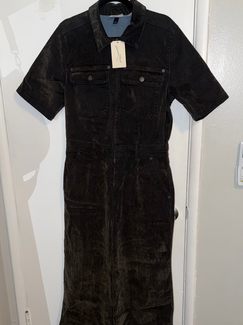 NWT Universal Thread Deep Green Corduroy Short-Sleeve Jumpsuit